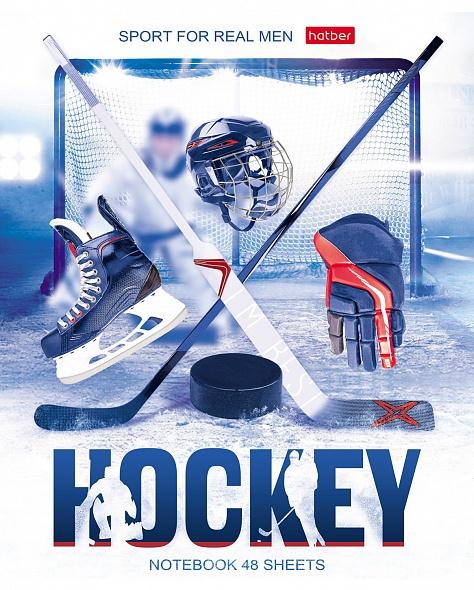Тетрадь А5 40л Хоккей клетка, офсет, на скобе, обложка мелованный картон