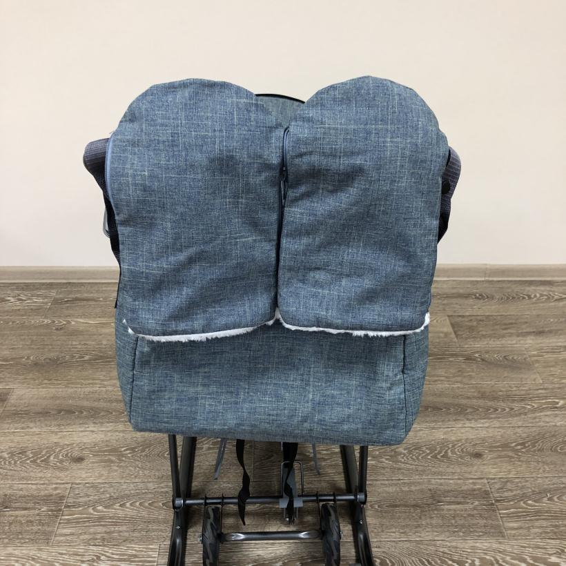 Санки-коляска Galaxy Snow kids 3-3С джинс серый с зеленым