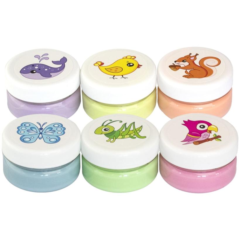 Краски пальчиковые Луч Кроха пастельные 6 цветов х 60 мл + 2 карточки-расскраски