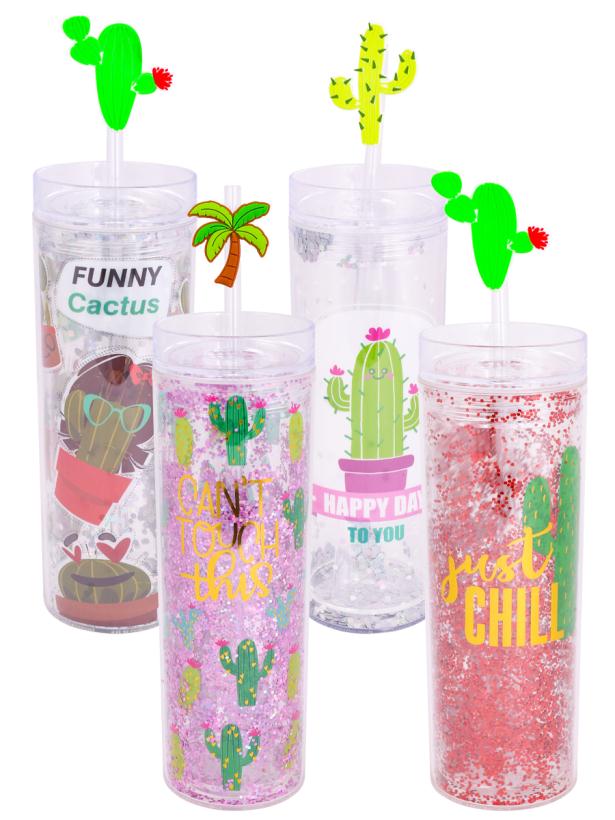 Стакан с трубочкой "Миленд" Кактусы 400 мл арт.СП-5873