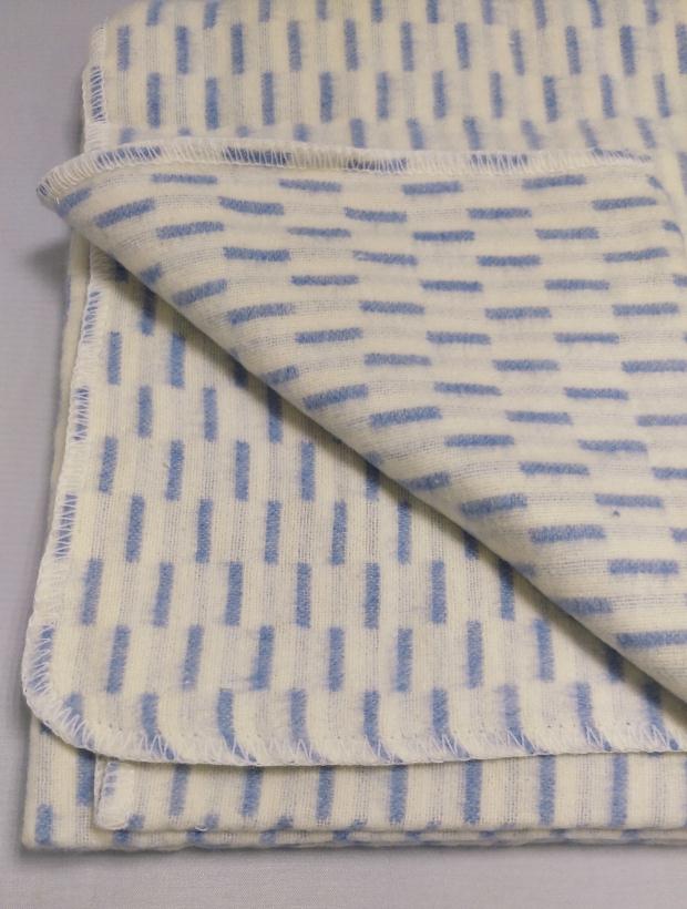 Одеяло х/б байковое детское (бело-синий штрих) 90х112 арт.57-1ЕТ