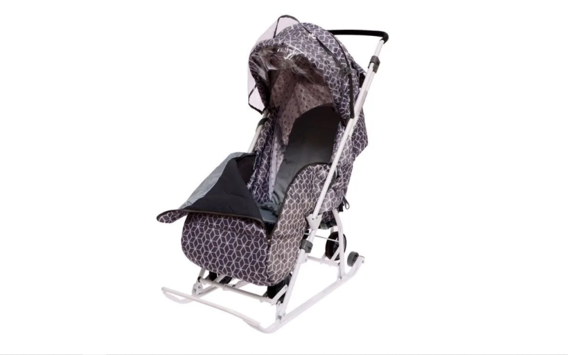 Санки-коляска Nika Наши детки серый с ромбиками НДТ3-1К/4