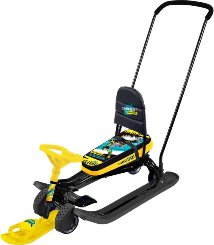 Снегокат Ника Тимка Спорт 6 с колесами зимний спорт черный каркас ТС6