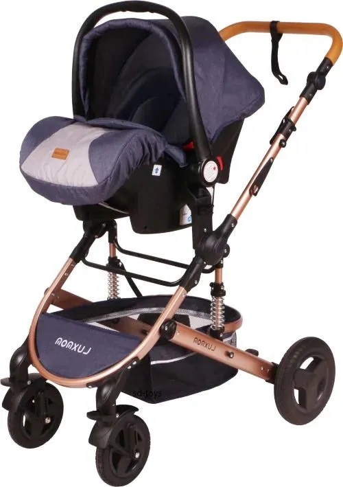 Коляска-трансформер Luxmom 530-W 3 в 1 джинсовый синий