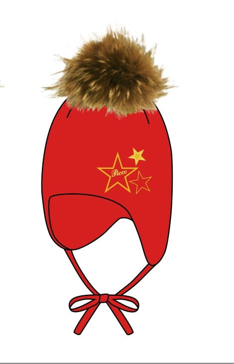 Шапка детская на завязках красный ISOSOFT (Зима) PicCo