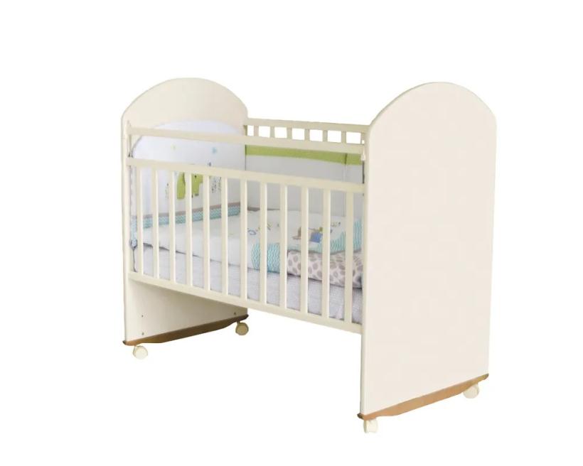 Кровать Белуччи колесо, качалка, цвет слоновая кость