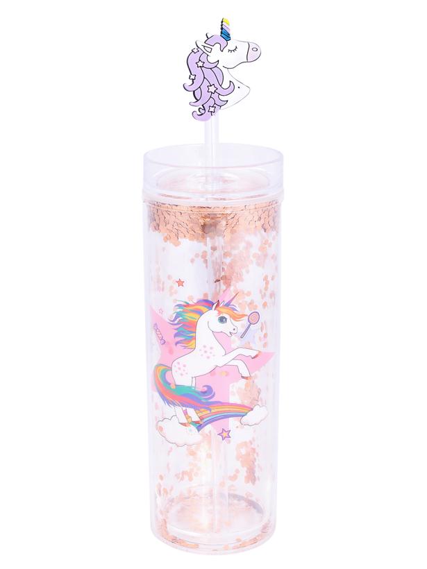 Стакан с трубочкой "Миленд" Сказочный мир единорогов 400 мл арт.СП-5877
