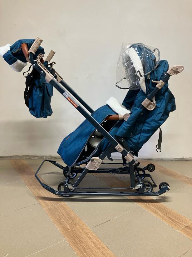 Санки коляска Ника Детям НД7-8K синий меланж