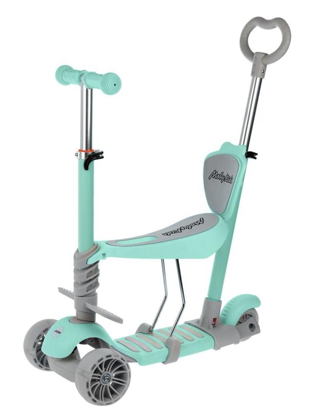 Самокат трехколесный Moby Kids Pony 3 в 1, светящиеся колеса, мятный