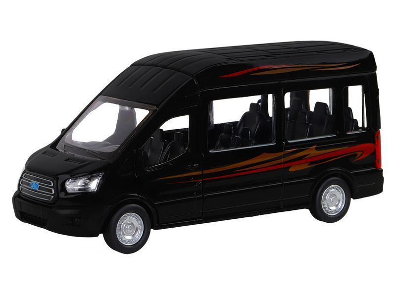 Машинка металлическая 1:52 Ford Transit, черный, инерционная, открываются двери арт.JB1251272