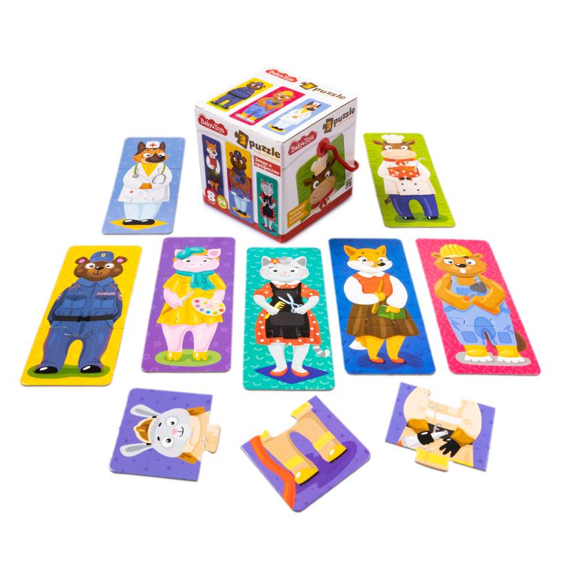Пазлы тройные Baby Toys Звери и профессии 24 элемента