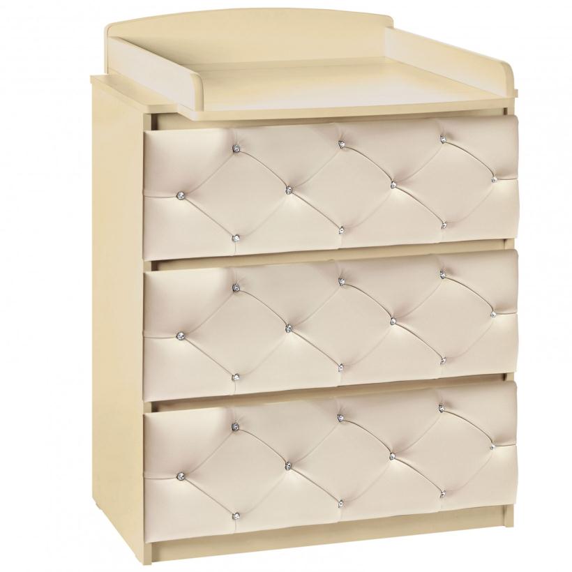 Комод Островок уюта ЕVА "VIP" съемный пеленальный стол, декор экокожа, слоновая кость