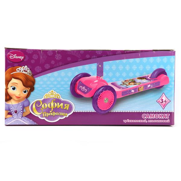 САМОКАТ DISNEY. СОФИЯ ПРЕКРАСНАЯ. 3-Х КОЛ, РАМА-ПЛАСТИК, КОЛЕСА ПВХ - 120*80ММ, ДО 20КГ, ST-PL004-ST