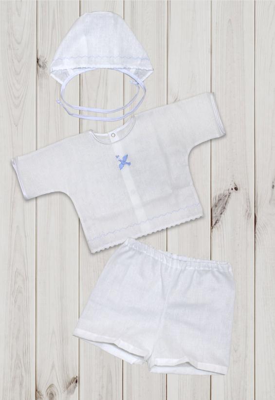 Комплект для крещения на мальчика 3 предмета бело-кремовый р.68 ш010/2*