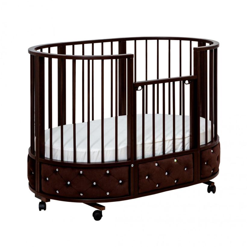 Кровать Островок уюта EVA декор VIP (велюр, стразы) поперечный маятник, колесо, цвет венге