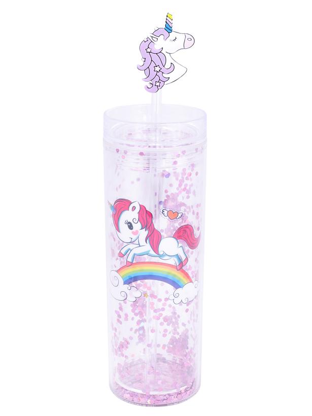 Стакан с трубочкой "Миленд" Сказочный мир единорогов 400 мл арт.СП-5877