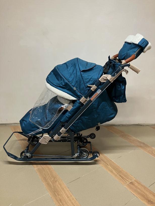 Санки коляска Ника Детям НД7-8K синий меланж