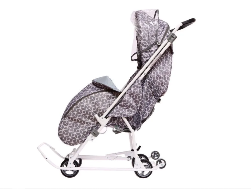 Санки-коляска Nika Наши детки серый с ромбиками НДТ3-1К/4