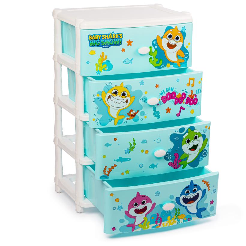 Комод пластиковый 4 секции Baby Shark's Big Show! широкий  арт.8492М