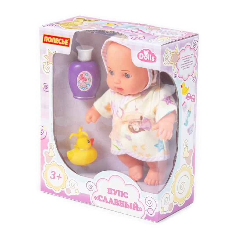 Пупс Полесье "Славный" 24 см с набором для купания (2 предмета) арт.78292