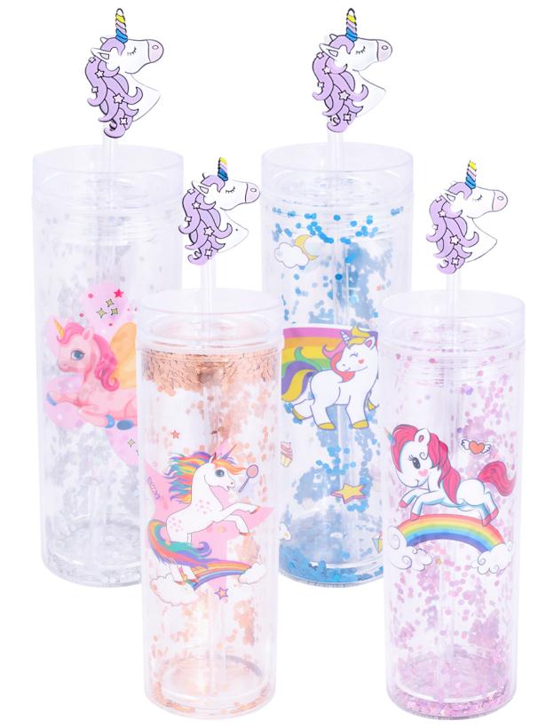 Стакан с трубочкой "Миленд" Сказочный мир единорогов 400 мл арт.СП-5877