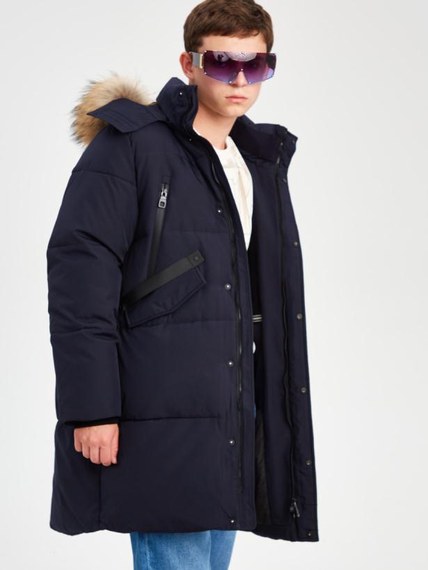 Куртка зимняя для мальчика Nota Bene темно-синий, с натуральной опушкой