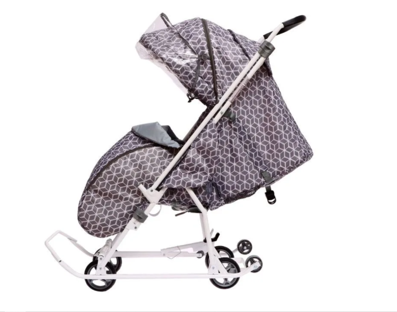 Санки-коляска Nika Наши детки серый с ромбиками НДТ3-1К/4