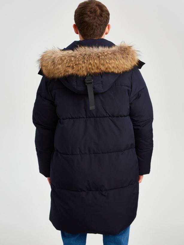 Куртка зимняя для мальчика Nota Bene темно-синий, с натуральной опушкой