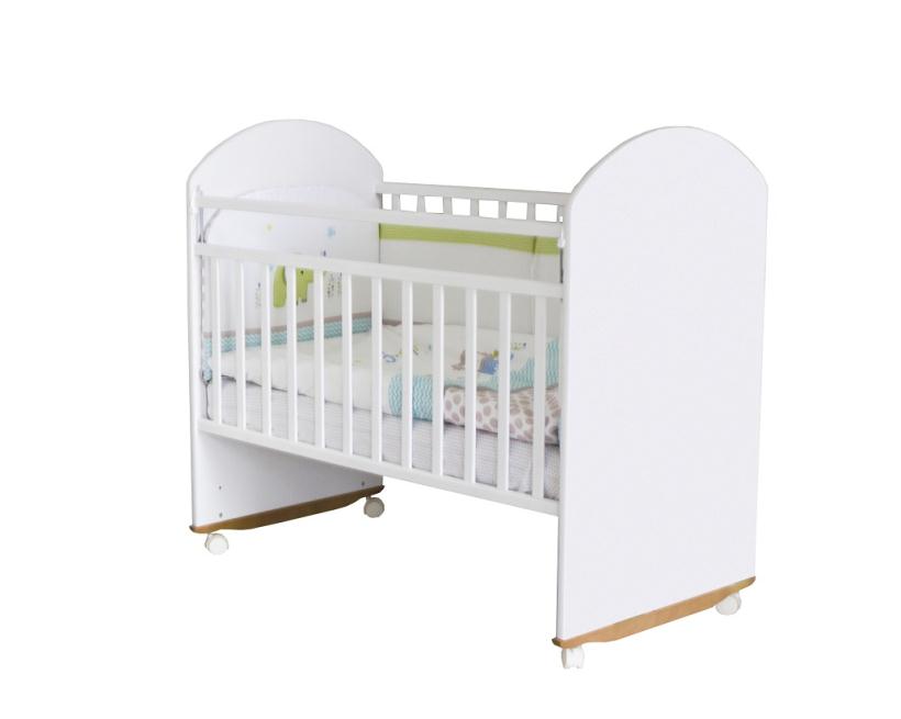 Кровать Белуччи колесо, качалка, цвет белый