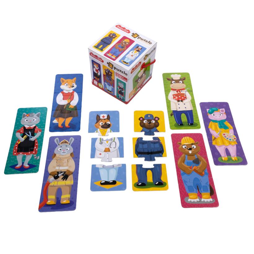 Пазлы тройные Baby Toys Звери и профессии 24 элемента