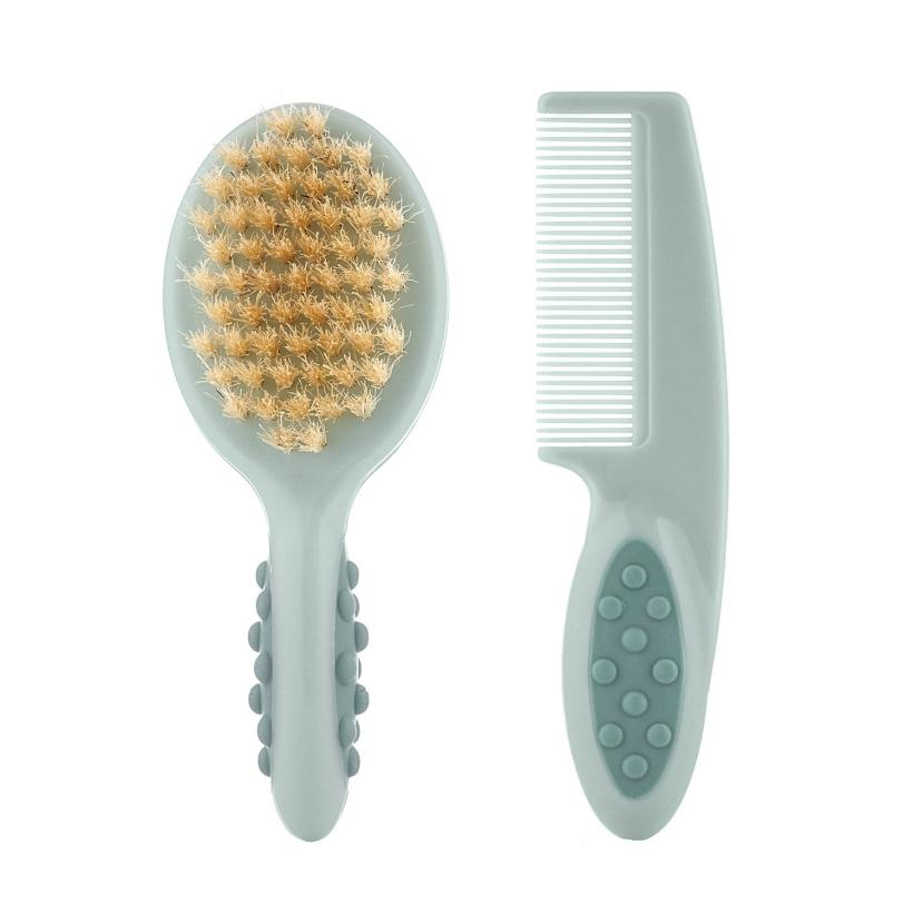 Щеточка детская с расческой-гребешком Roxy Kids (натуральная щетина), цвет серо-зеленый