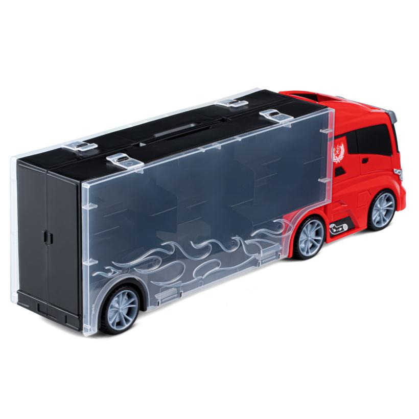 Автовоз AUTODRIVE с набором транспорта, в комплекте 5 машинок, вертолет, 4 знака