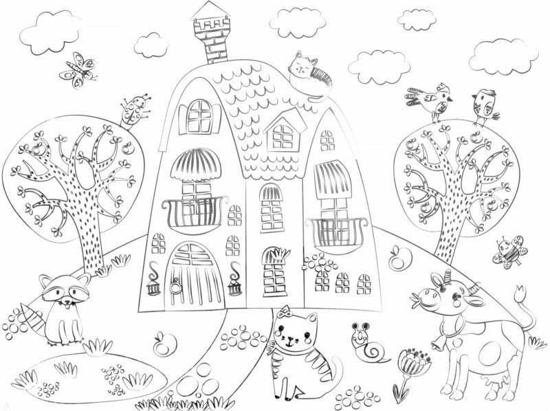 Коврик - многоразовая раскраска "Сказочный домик" mr-106