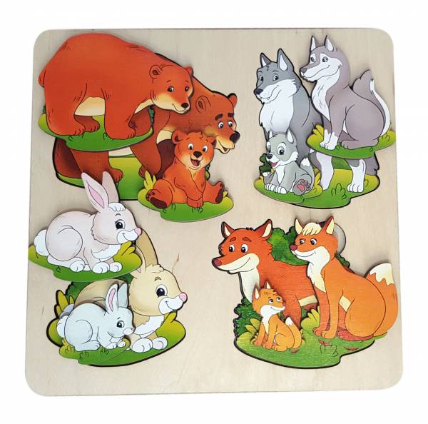 Рамка-вкладыш Больше-меньше Дикие животные, Нескучные игры, 7913