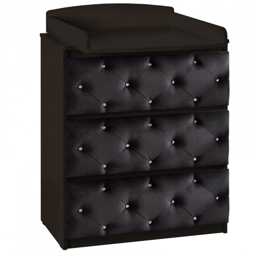 Комод Островок уюта ЕVА «VIP» съемный пеленальный стол, декор велюр, стразы, венге