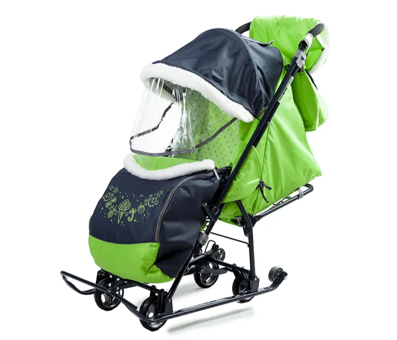 Санки-коляска Nika Наши детки 4-1 серый с зеленым арт.НДТ4-1/1