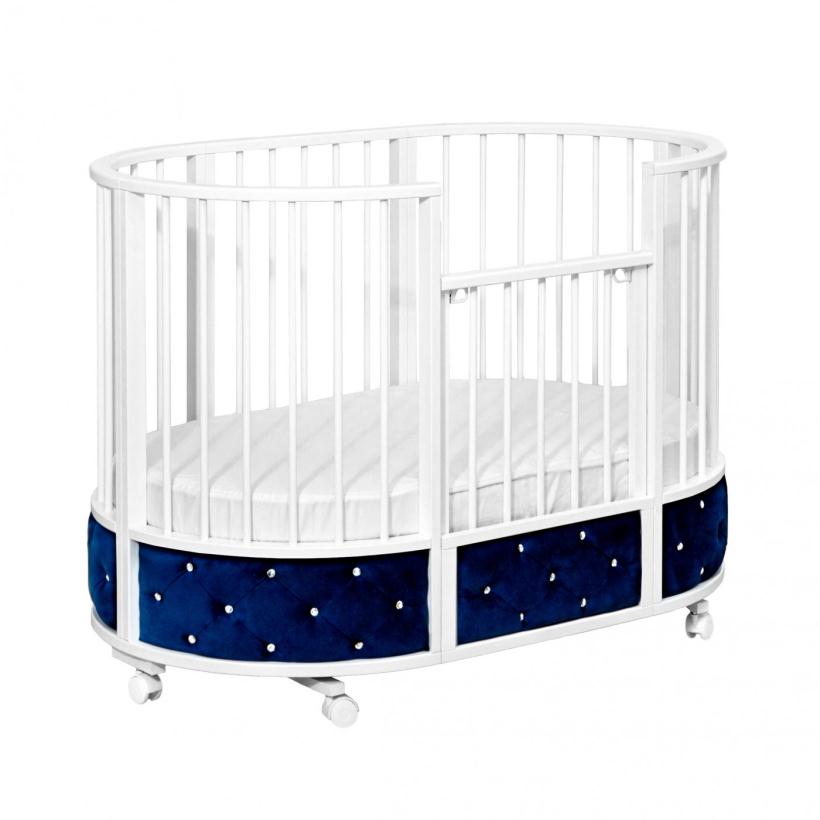 Кровать Островок уюта EVA декор VIP (велюр, стразы) поперечный маятник, колесо, цвет синий