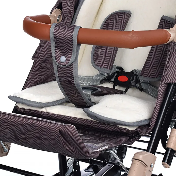 Санки коляска Ника детям НД7-8K в елочку коричневый