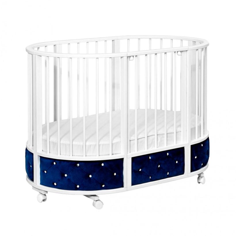 Кровать Островок уюта EVA декор VIP (велюр, стразы) поперечный маятник, колесо, цвет синий