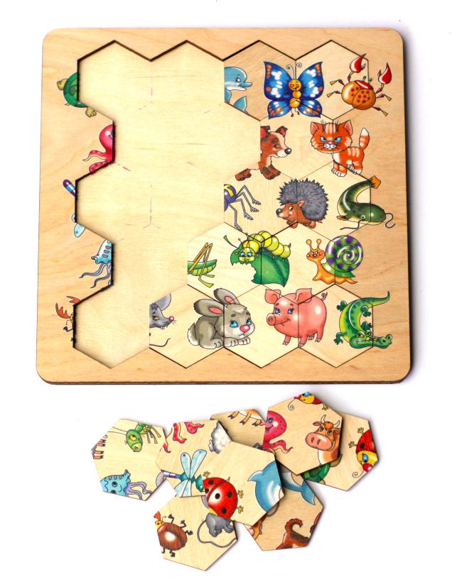 Пазл - вкладыш деревянный Занимательные соты арт.00783