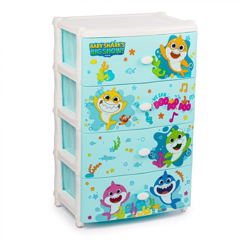 Комод пластиковый 4 секции Baby Shark's Big Show! широкий  арт.8492М