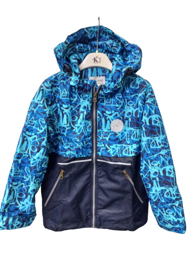 Ветровка для мальчика Граффити рост 104-128 см мембрана, бирюзовый