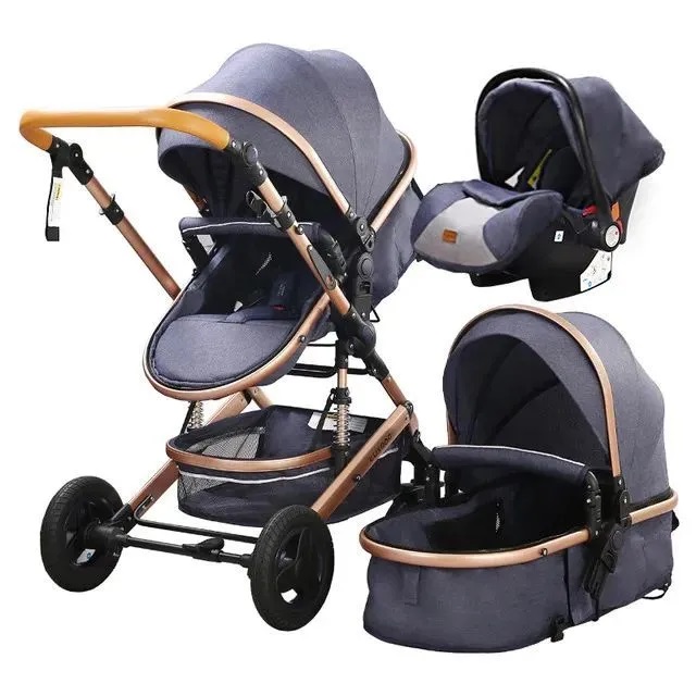 Коляска-трансформер Luxmom 530-W 3 в 1 джинсовый синий