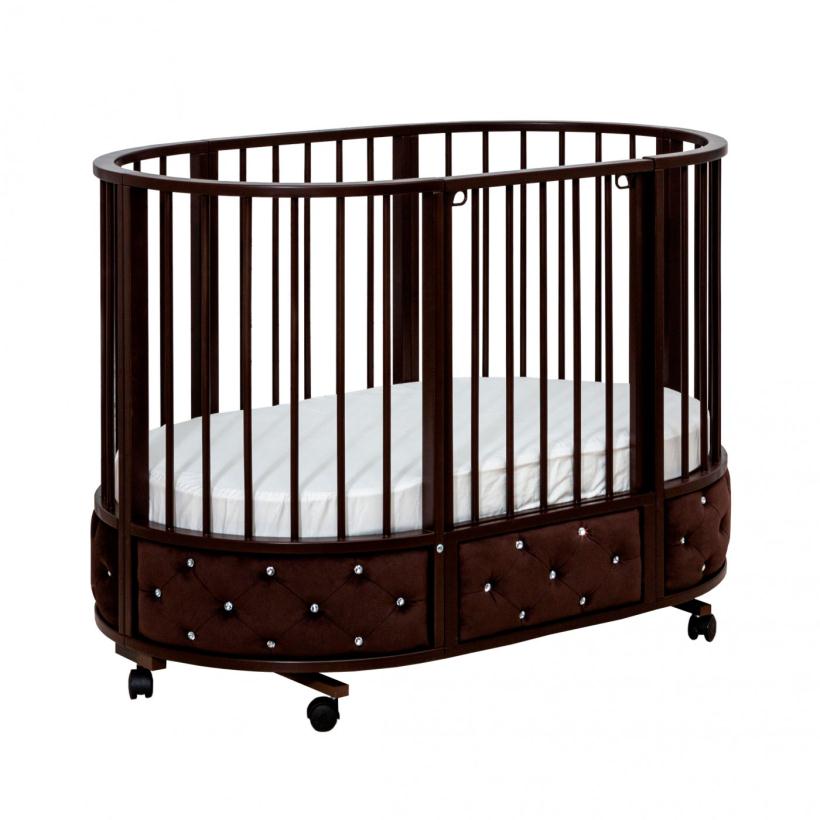 Кровать Островок уюта EVA декор VIP (велюр, стразы) поперечный маятник, колесо, цвет венге