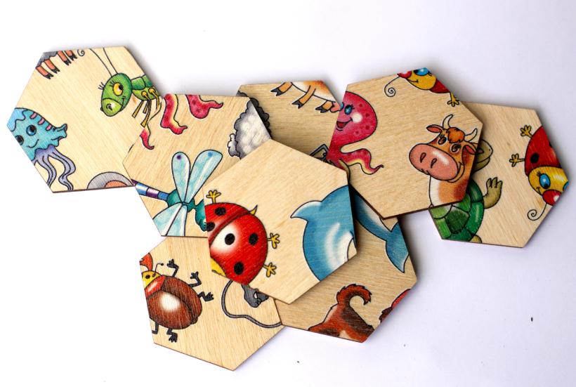 Пазл - вкладыш деревянный Занимательные соты арт.00783