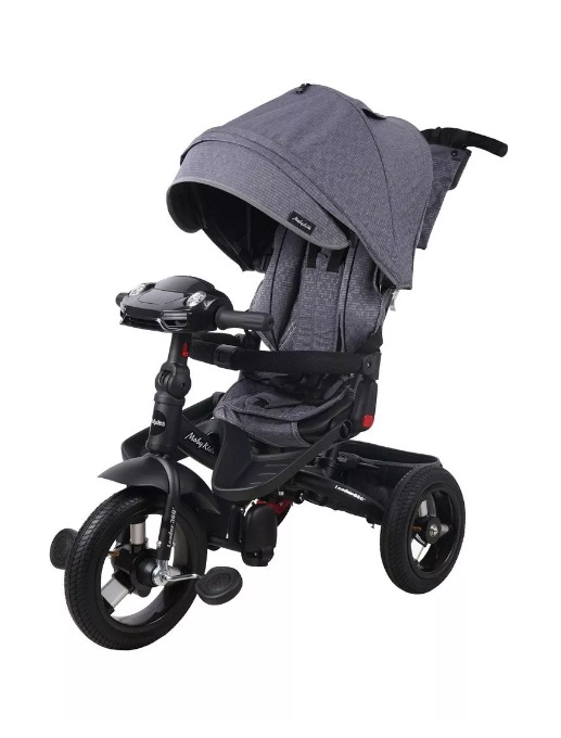 Велосипед трехколесный Moby kids NEW Leader 360° 12X10 Air Car графит