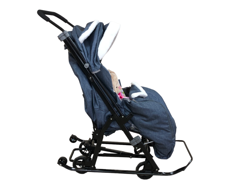 Санки-коляска Galaxy kids 1-1 Plus лен серо-зеленый