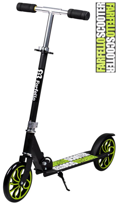 Самокат 2-х колёсный Farfello черный/зеленый арт.M-396B(4)
