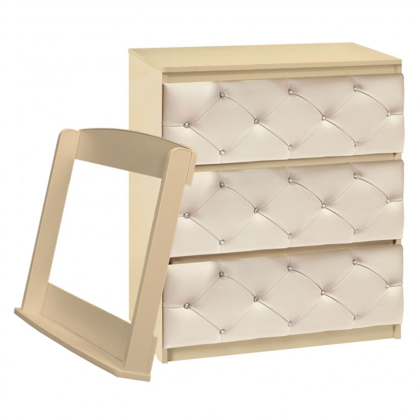 Комод Островок уюта ЕVА "VIP" съемный пеленальный стол, декор экокожа, слоновая кость