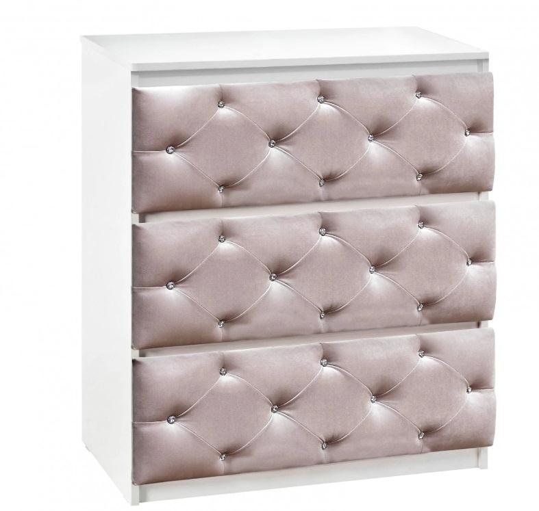 Комод Островок уюта ЕVА «VIP» съемный пеленальный стол, декор велюр, стразы, пудра